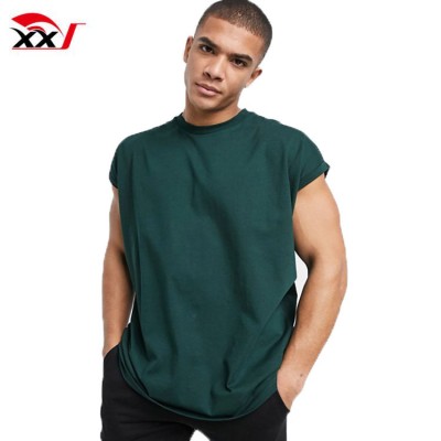 Custom Clothing Manufacturers Mens Organic Cotton Oversized Longline T-shirt With Roll Sleeves